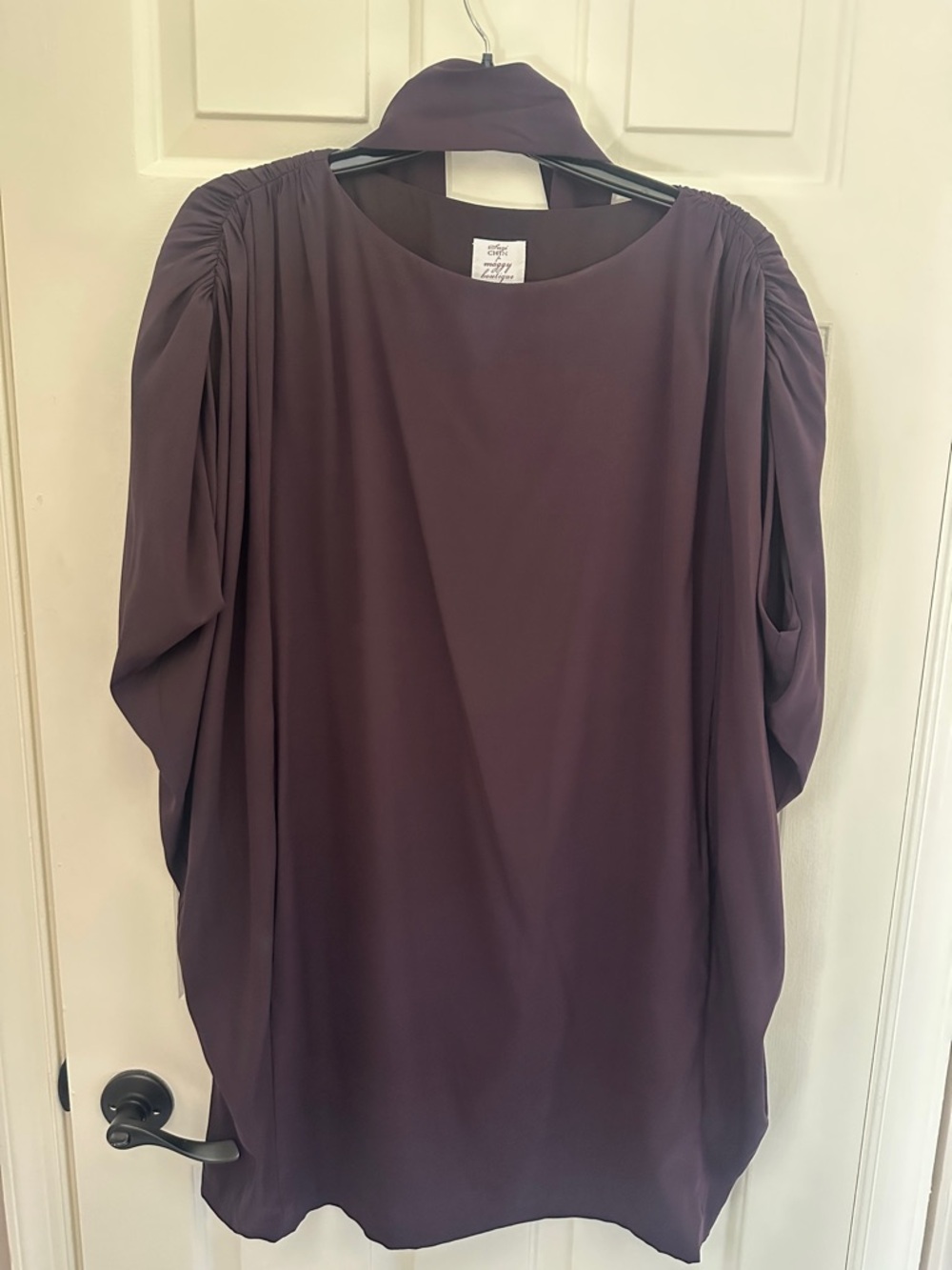 Suzi Chin for Maggy Boutique Plum Pleated Shoulder Blouse